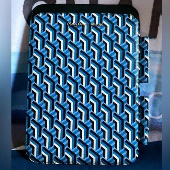 Prada Blue and White Geometric iPad Case - Picture 1 of 1